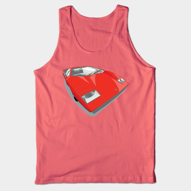 1970s Lamborghini Countach in red Tank Top by candcretro